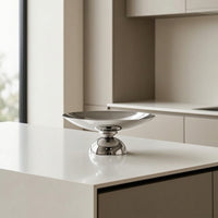 Fruit Bowl with Pedestal Silver Pedestal Serving Bowl Round Dessert Plate for Dining Table
