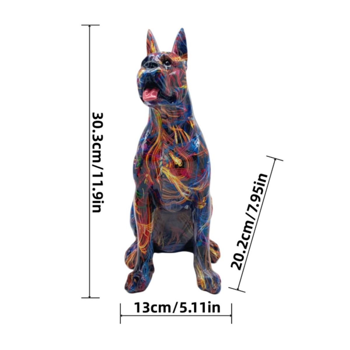 Doberman Statue Upright Ears Resin Dog Sculpture Decorative for Home Display
