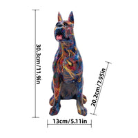Doberman Statue Upright Ears Resin Dog Sculpture Decorative for Home Display