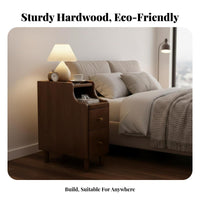Space-Saving Narrow Storage Cabinet Modern Design Slim 2-Drawer End Table Minimalist aesthetic Nightstand Multi-Purpose for Apartment Dwellers, Students, Homeowners, Bedroom, Small Spaces, Dorm Room, Entryway
