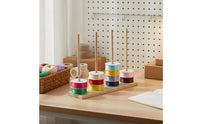 Solid Wood Construction Wooden Ribbon Storage Rack Neat Organization Wooden Spool Organizer Multi-Purpose Yarn Spool Rack Space-Saving for Florists, Crafters, Sewers, Flower Shop, Gift Wrapping Station