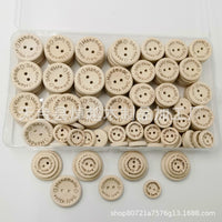 现货批发盒装wishlove字母碗扣handmade木制圆形纽扣组合150个