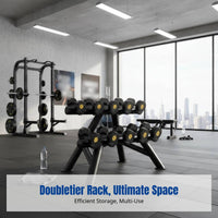 Dumbbell Rack, Commercial Home Gym Storage, Thick Steel, Double Tier