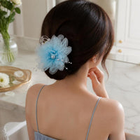 Elegant Peony Tassel Hair Claw Clip for High Crown Hairstyles