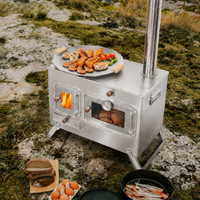 Portable Outdoor Pizza Oven Wood-Fired, 10-Inch Pizza Oven for Camping & Garden, with Temperature Gauge, 51x29x41cm Steel