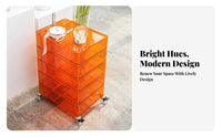 Nordic aesthetic Transparent Rotating Organizer Movable on casters Bedside Table Modern Design Storage Cabinet Multi-Functional for Homeowners, Office Workers, Dressing Area, Small Spaces, Living Room, Bathroom