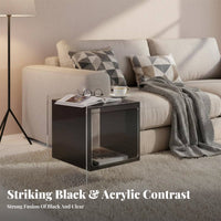 With Wheels Transparent Accent Table Modern Design Transparent Cube Stand Minimalist Aesthetic Bedside Cabinet Multifunctional for Apartment Dwellers, Interior Decorators, Bedroom, Living Room, Small Areas, Office