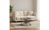 Round Glass Coffee Table Modern Coffee Table with Storage Contemporary Furniture for Living Room, Small Apartments