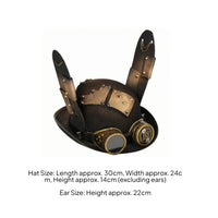 Built-in Goggles Steampunk Top Hat Bronze-Gold Accents Eyepiece Hat Headpiece Rivet-Studded Headwear Cosplay for Adults, Costume Party