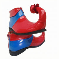 Black Rubber Sole Curled Toe Clown Shoes Synthetic Upper Pointed Toe Clown Shoes Glossy for Stage