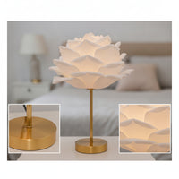 Floral Table Lamp with Rose Shade Gold Rose Lamp Decorative Elegant for Bedroom, Wedding