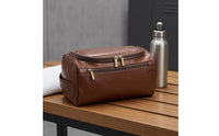 Front Zipper Pocket Barrel Toiletry Bag PU Leather Cosmetic Bag Glossy Finish Travel Cosmetics Case