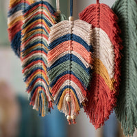 Handwoven Leaf Wall Hanging Layered Tapestry with Wooden Dowel Bohemian Woven Wall Hanging Decorative for Bedroom