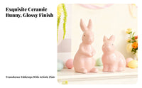 Ceramic Hare Figurine Glossy Finish Easter Bunny Ornament Smooth Texture Ceramic Bunny for Gift Donors, Families, Desktop, Living Room, Mantel