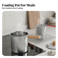 Includes Strainer Basket Stainless Steel Deep Fryer Pot Uncoated Frying Pot with Drainer Rack Induction Compatible Stainless Steel Tempura Fryer Oil-Saving for Dorm Room