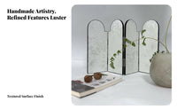 Foldable Design Miniature 4-Panel Folding Screen Modern Oriental Aesthetic 4-Panel Partition Handmade House Decoration Double-Hinged Panels for Interior Designers, Apartment Dwellers, Bedroom, Bedside Table, Desktop, Bookshelf