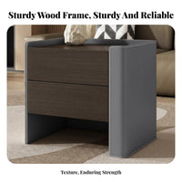 Italian design Single-Drawer Cabinet with Open Shelf Minimalist Design Nightstand Integrated Handle Bedside Table Space-Saving for Homeowners, Apartment Dwellers, Adults, Beside the Bed, Guest Room