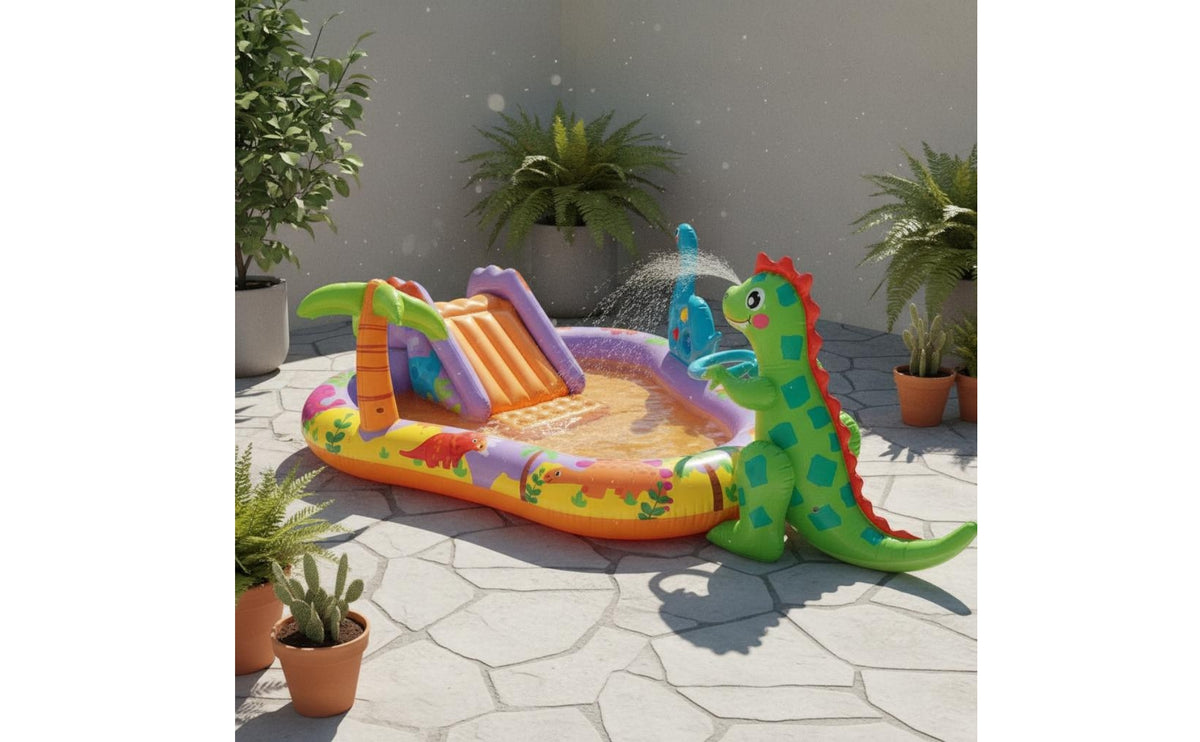 PVC Material Dinosaur Water Play Hub Easy to Set up Dinosaur Play Hub Bright Multicolor Design for Backyard