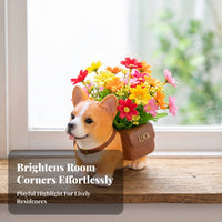 Resin Standing Corgi Planter Painted Corgi Planter Collar Detail Garden Decor Raised Lettering for Home
