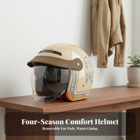 Stylish Design Electric Scooter Helmet with Visor Anti-Fog Lens All Season Moped Helmet Lightweight Safety Headwear Breathable Lining for Women, Commuters