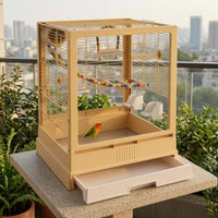 White Freestanding Bird Enclosure Splash Guard Wire Bird Enclosure Ventilated Pet Housing Sturdy