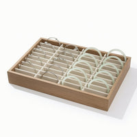 Jewelry Display Tray Wood-Grain Bracelet Organizer Rectangular for Vanity
