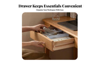 Space-Saving Wooden Desk with Drawers Minimalist Design Single-Drawer Wooden Desk Easy Assembly Study Table Ample Legroom for work-from-home Workers, Apartment Dwellers, Professionals, Small compact areas, Dorm Room, Bedroom