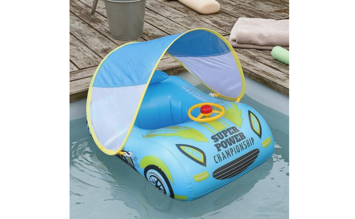 Car-Shaped Inflatable Swim Float with Canopy for Children
