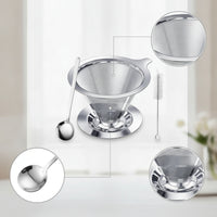 Reusable Coffee Filter with Spoon Easy to Clean Coffee Filter Cone Dripper Eco-Friendly Food-Grade for Home Baristas