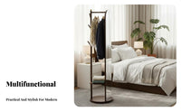 Multi-Functional Rotating Mirrored Garment Rack Full-Length Mirror independentstanding Hall Tree Space-Saving Coat Stand independent Standing for Homeowners, Families, Students, Bedroom, Hallway, clothing preparation area, Office