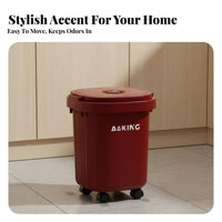 Wheeled Trash Can with Lid Stylish Design Lidded Rolling Waste Bin Rolling Garbage Bin Long-Lasting Material for Kitchen