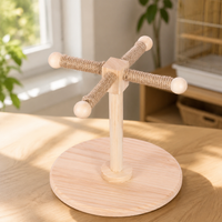 Wood Parrot Stand, Chewable Windmill Perch for Cockatiel Budgie Conure, Rotating Avian Companion Play Stand Playground