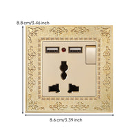 Antique Gold Decorative Outlet Panel Ornate Retro Socket Plate Vintage Embossed Wall Plate Metal for Interior Designers, Homeowners, Living Room, Bedroom, Hotel