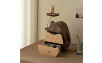 Wooden Desktop Organizer Multi-Layer Drawers Cat Shaped Storage Box Original Design Cartoon Drawer Box with Tray for Bedroom