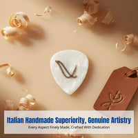 Handmade Electric Guitar Pick, Italian Craft, Bone, Ebony, Coconut, Unique Texture, Gift for Musicians