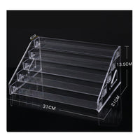Easy to Clean Desktop Badge Display Rack Sturdy Clear Stepped Display Stand Space Saving Acrylic Tiered Organizer for Countertop