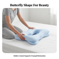High Rebound Latex Beauty Pillow Breathable Butterfly Side Sleeper Pillow Medium-Firm Support for Adults, Women, Nightly Sleep, Resting, Bed