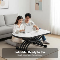 Height-Adjustable Folding Table Space-Saving Design Height-Adjustable Extending Table Two-PurposeUse Household Furniture for Living Room, Dining Area