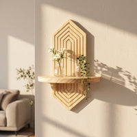 Wall-Mounted Shelf with Carved Backboard Light Wood Wooden Wall Shelf Minimalist Display Shelves for Living Room, Bedroom, Entryway