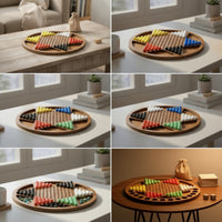Tabletop Wooden Chinese Checkers Board Classic Marble Game Board with Storage Bag Sturdy Premium for Coffee Table