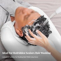 Inflatable Shampoo Basin Neck Support Inflatable Shampoo Bowl Leak-Resistant Bedside Hair Washing Tray for Elderly, in Bed, At Home, Hospital
