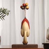 Cat Figurine Twobicolor Feline Figurine Statue Carved Sculpture with Base for Art Collectors, Entryway