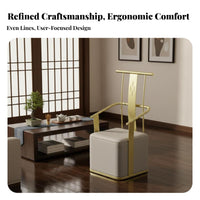 Minimalist Design Oval Tea Table with Handled Stools Sturdy Frame Reception Furniture Easy to Clean Indoor Furnishing Integrated Storage for Homeowners, Business Owners, New Movers, Teahouse, Office, Living Room, Den