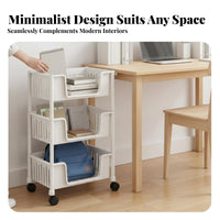 Space-Saving Multi-Tier Rolling Bookshelf with Wheels Multi-Tier Rolling Rack Large Capacity Book Trolley Strong Load-Bearing for Students, Home Office Workers, Teachers, Study Room, Bedroom, Classroom