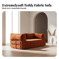 sectional Sleeper Sofa Teddy Fabric Upholstery transformable Couch two-in-oneUse Household Seating for Apartment Dwellers, Homeowners, Living Room, Studio Flat