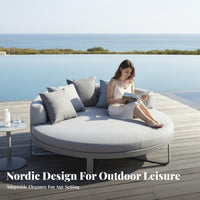 Round cover Daybed Waterproof Clamshell Daybed Sun Protection Outdoor Furniture for Hotel Managers, Homeowners, pool area, Garden, rearyard