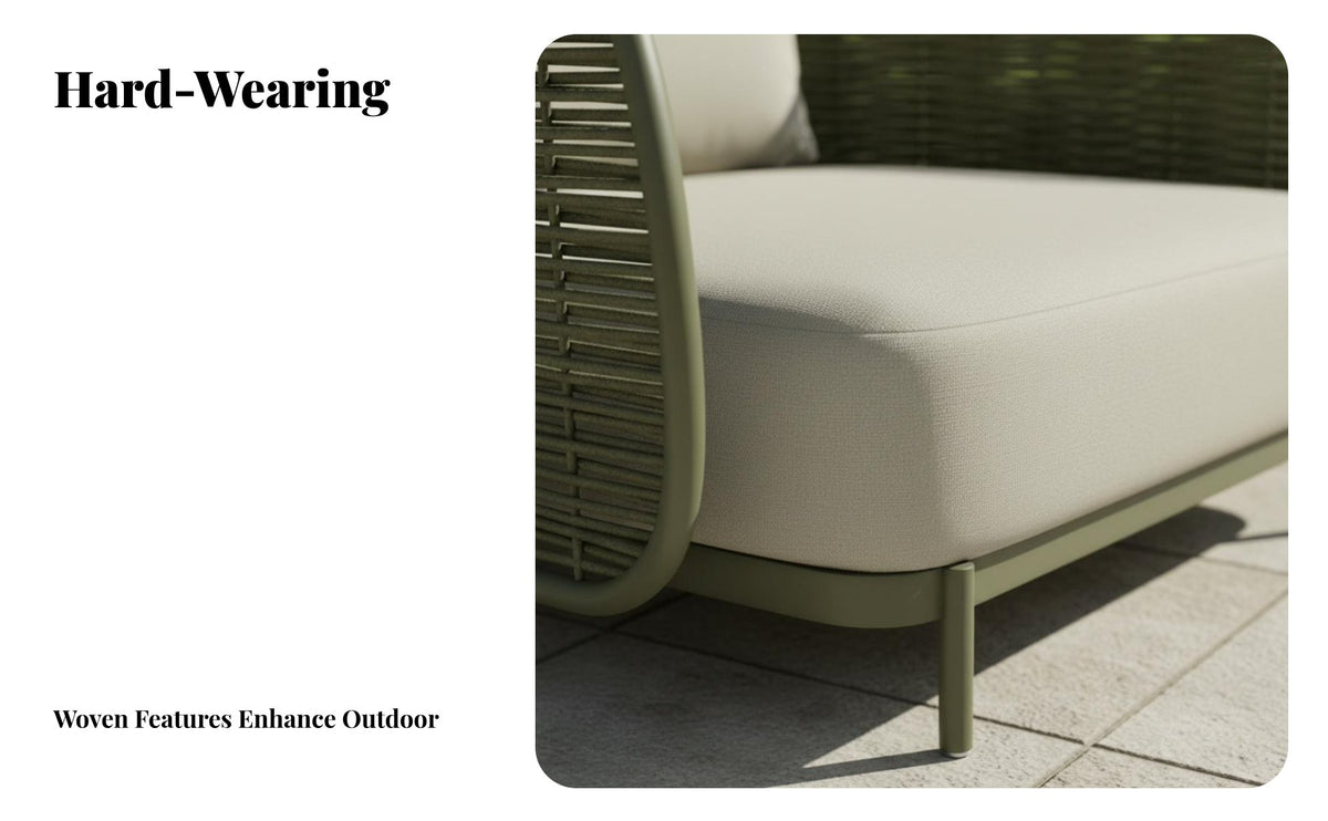 Woven Rope Armchair Weather-Resistant Rope Weave Armchair sturdy Construction exteriordoor Furniture for Homeowners, Adults, Balcony, Courtyard, waterside