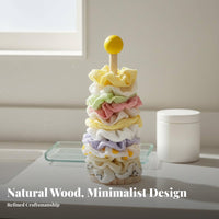 Scrunchie Holder Stand Solid Wood Base Wooden Hair Tie Stand Stylish Design Scrunchie Storage Stand for Women, Girls, Bedroom, Dressing Table, Dresser