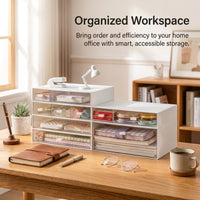 Desktop Organizer with Stackable Drawers, Modular Desk Storage for Office Workers, Transparent Drawer Set for Study Room and Workspace