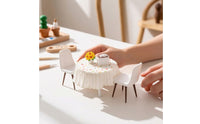 6 Pieces Dollhouse Dining Room Furniture Set Realistic Dollhouse Table and Chairs Miniature Table with Skirt Long-Lasting